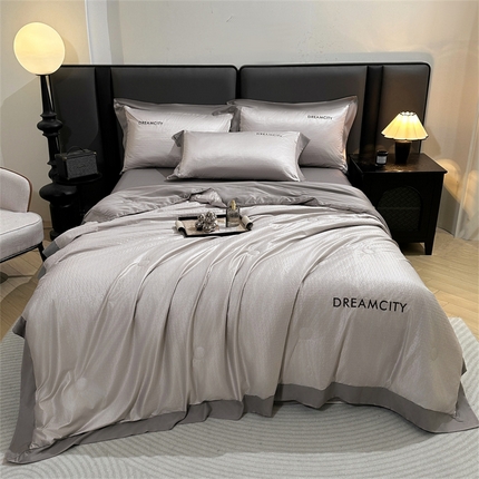古吉梦 2024新款水洗真丝提花夏被--迪梦 山灰+中灰