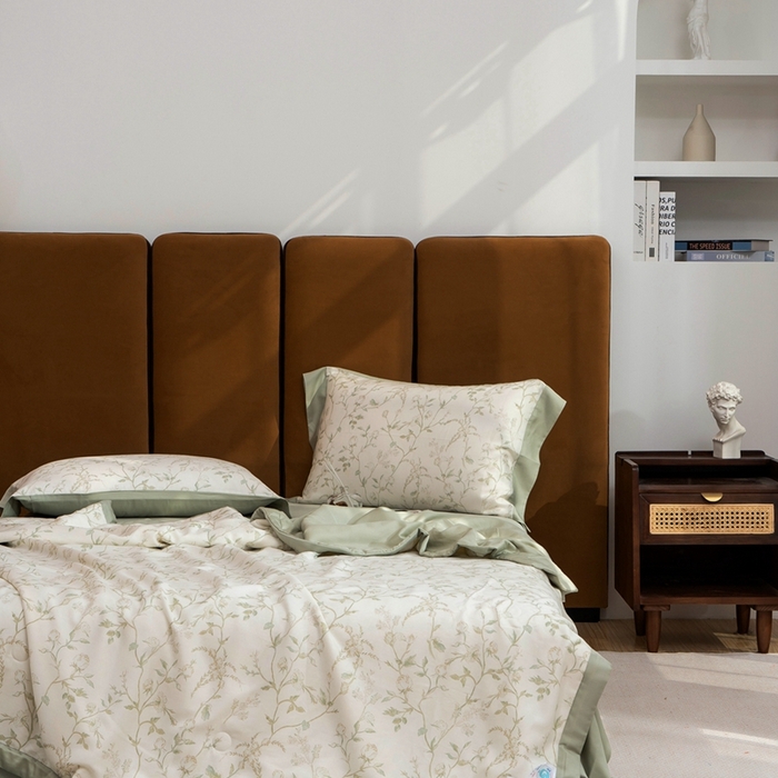 91家纺网 家纺一手货源 找家纺 黛舒家居 2024新款莱赛尔天丝大豆夏被四件套 夜曲