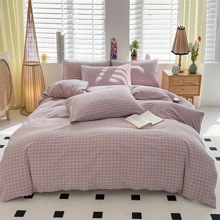 梦莱斯 2024新款亲肤水洗棉四件套 星辰蓝桔