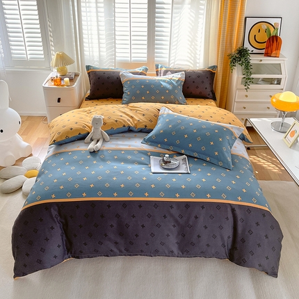 美宜家  2025新款植物羊绒加厚斜纹磨毛单被套四件套 诺曼蒂