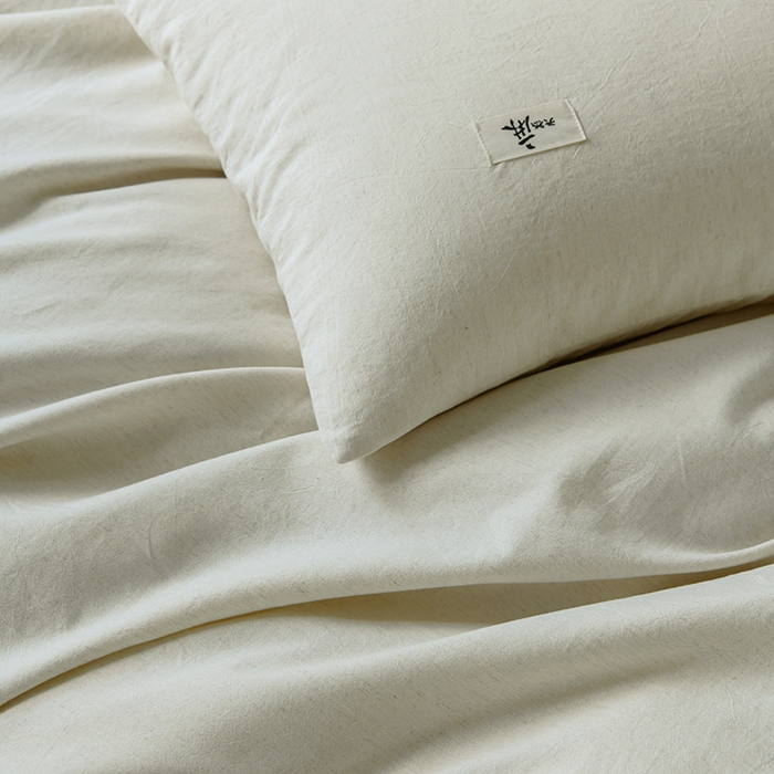 91家纺网 家纺一手货源 找家纺 山舍家居 2024 新款全棉棉麻纯色纽扣四件套 麻本色