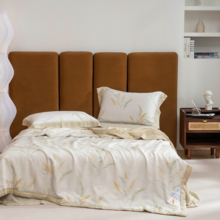 91家纺网 家纺一手货源 找家纺 黛舒家居 2024新款莱赛尔天丝大豆夏被四件套 宛夏