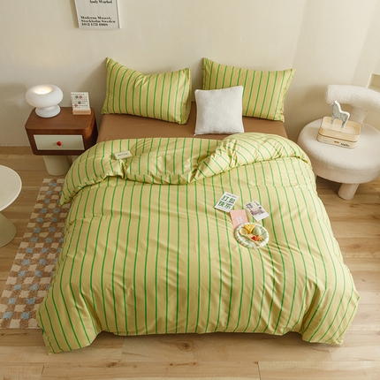 91家纺网 家纺一手货源 找家纺 （总）网客家纺 2024新款全棉条纹印花四件套