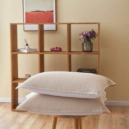 美宜家家纺 2025新款A类全棉华夫格枕巾 华夫格-奶白52*75cm/对