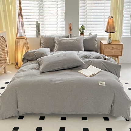 梦莱斯 2024新款亲肤水洗棉四件套 中灰