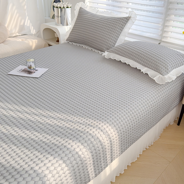 91家纺网 家纺一手货源 找家纺 （总）冬然家纺 2024新款素色花边系列冰豆豆凉席 