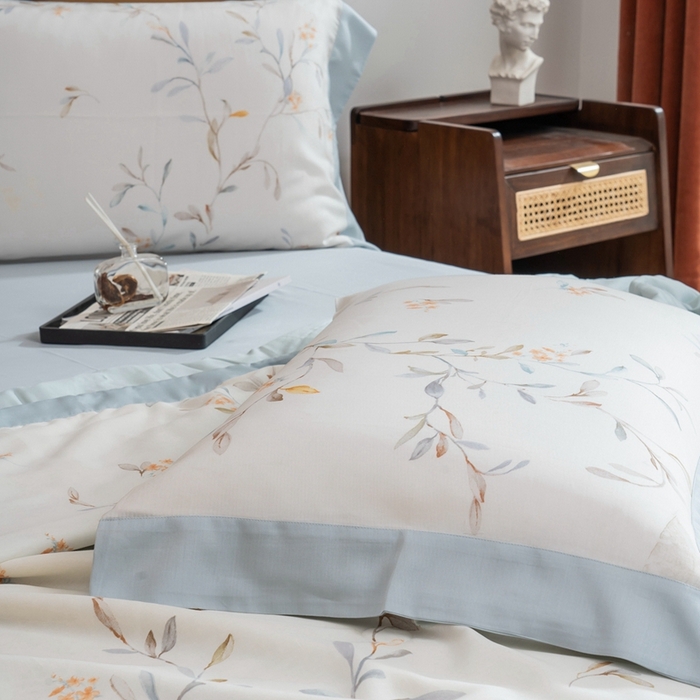 91家纺网 家纺一手货源 找家纺 黛舒家居 2024新款莱赛尔天丝大豆夏被四件套 叶璃