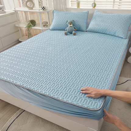 91家纺网 家纺一手货源 找家纺 （总）湘之帛 2024直播新款加厚印花凉感丝乳胶凉席床笠款三件套