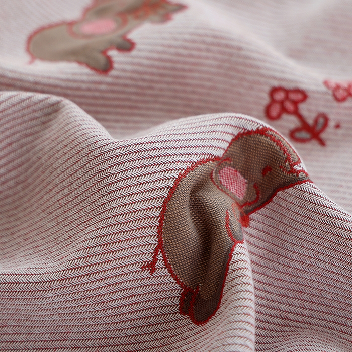 91家纺网 家纺一手货源 找家纺 朴尔毛巾被2024年新品全棉细纱编织纹AB版透气枕巾 花间甜象52*78cm