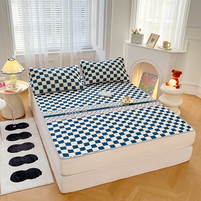 91家纺网 家纺一手货源 找家纺 福来临 2025新款印花凉感丝含胶凉席夏被三件套四件套 含胶凉席-格调