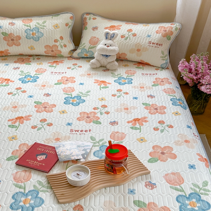 91家纺网 家纺一手货源 找家纺 慕尚家纺 2025新款凉感丝印花乳胶凉席 秘境