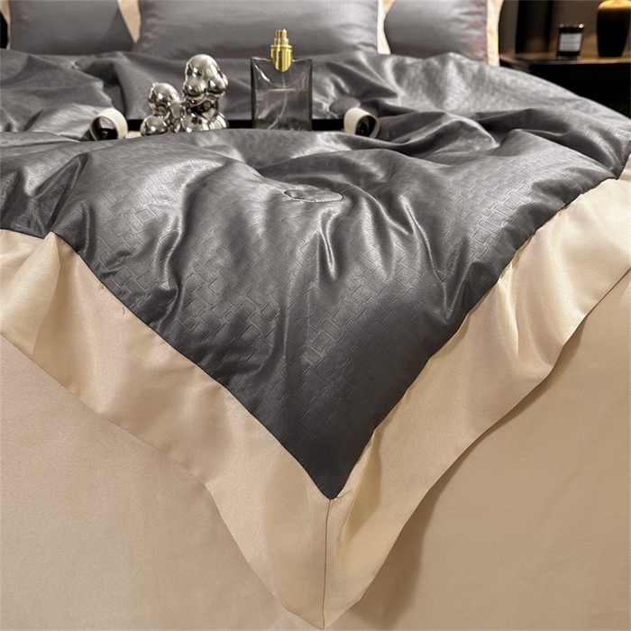 91家纺网 家纺一手货源 找家纺 古吉梦 2024新款水洗真丝提花夏被--迪梦 高级灰+奶茶