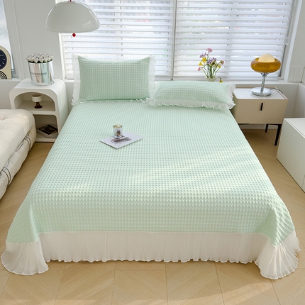 91家纺网 家纺一手货源 找家纺 （总）冬然家纺 2024新款素色花边系列冰豆豆凉席 