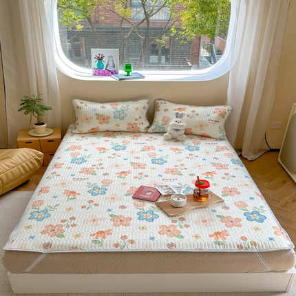 91家纺网 家纺一手货源 找家纺 （总）慕尚家纺 2025新款凉感丝印花乳胶凉席