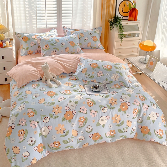 91家纺网 家纺一手货源 找家纺 （总）美宜家  2025新款植物羊绒加厚斜纹磨毛单被套四件套