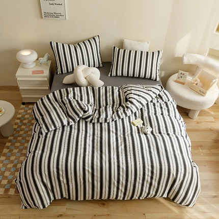 91家纺网 家纺一手货源 找家纺 （总）网客家纺 2024新款全棉条纹印花四件套