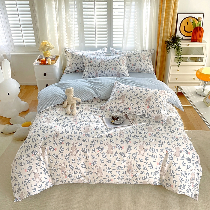 91家纺网 家纺一手货源 找家纺 美宜家 2025新款植物羊绒加厚斜纹磨毛单被套 萌萌兔