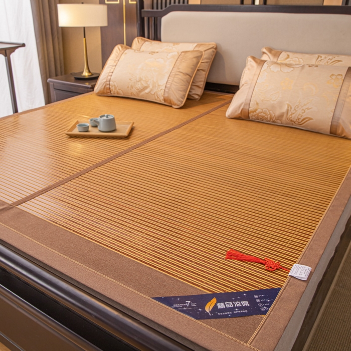 91家纺网 家纺一手货源 找家纺 新月家纺（锦威郎） 2024新款夏季竹席冰藤折叠双面席子 贵妃养生席