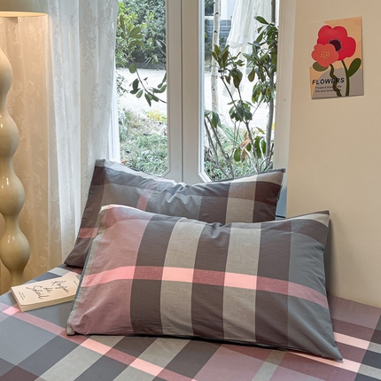 91家纺网 家纺一手货源 找家纺 （总）蓝邻 2024新款全棉无印风全棉色织水洗棉枕套