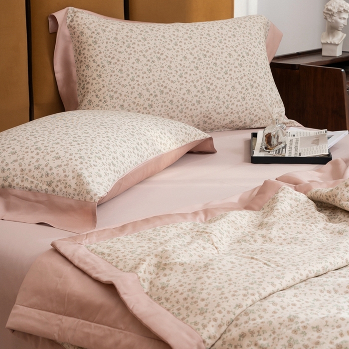 91家纺网 家纺一手货源 找家纺 黛舒家居 2024新款莱赛尔天丝大豆夏被四件套 艾恩