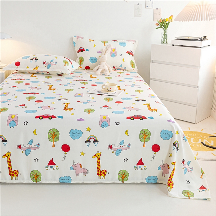 91家纺网 家纺一手货源 找家纺 金泰莱 2025新款印花竹纤维凉席三件套软凉席竹席盖毯子 动物乐园-米