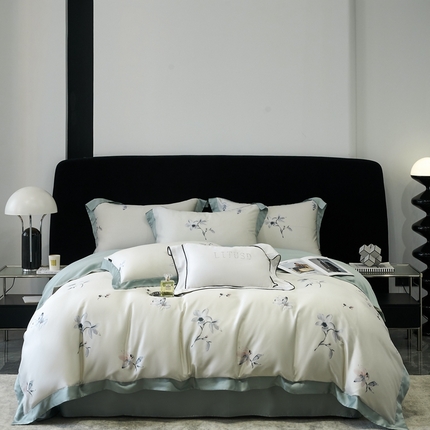 91家纺网 家纺一手货源 找家纺 时亿家居 2024新款兰精天丝四件套 墨彩