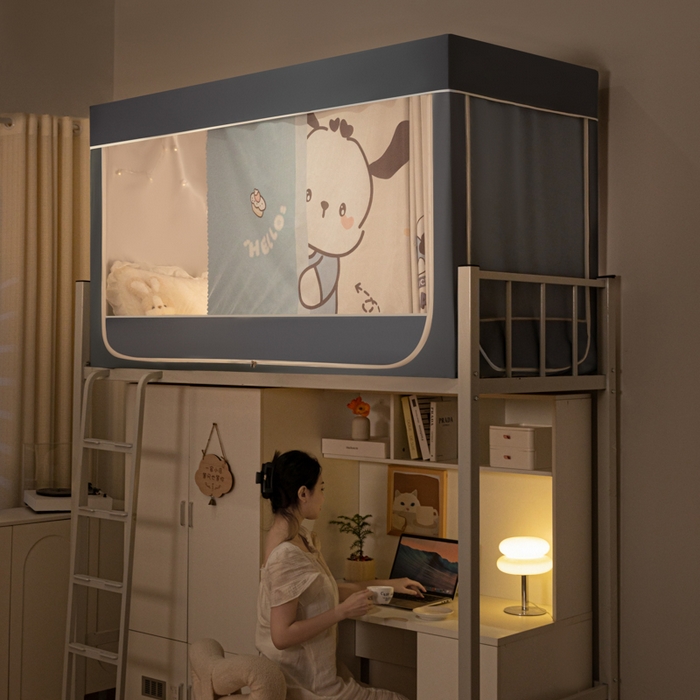 91家纺网 家纺一手货源 找家纺 博诺 2024新款99%全涂层遮光卡通学生蚊帐 幸运狗