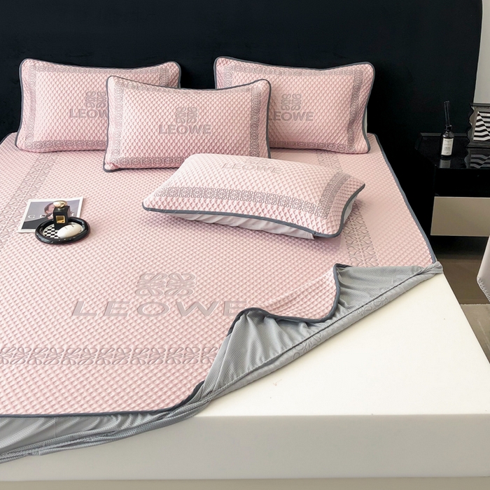 91家纺网 家纺一手货源 找家纺 首尔家纺 2024新款凉豆豆凉席床笠凉感丝凉席大版系列 伊薇-粉