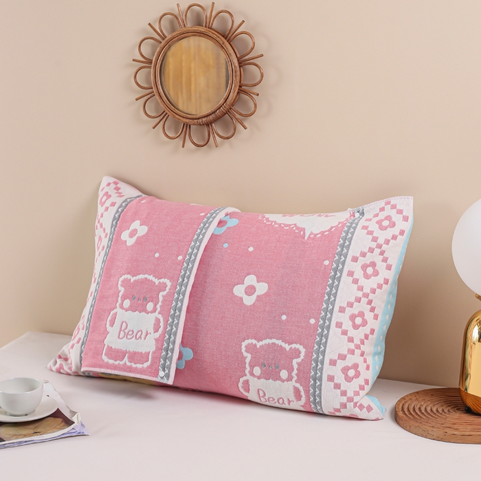 91家纺网 家纺一手货源 找家纺 （总）朴尔 2024年防滑半包按扣固定式全棉四层纱布枕巾