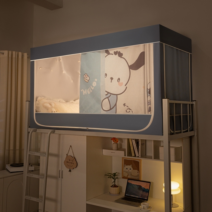 91家纺网 家纺一手货源 找家纺 博诺 2024新款99%全涂层遮光卡通学生蚊帐 幸运狗