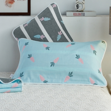 91家纺网 家纺一手货源 找家纺 （总）朴尔2024新款六层纱布全棉循环小花型枕巾50*80cm一对