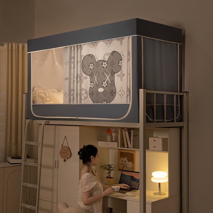 91家纺网 家纺一手货源 找家纺 博诺 2024新款99%加厚涂银层遮光卡通学生蚊帐 时尚熊