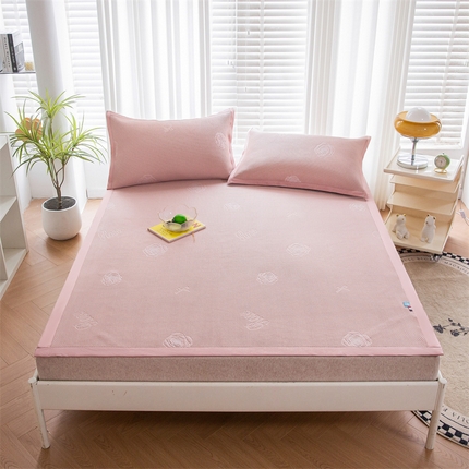 91家纺网 家纺一手货源 找家纺 宜派家纺 2024新款单面凉感席三件套-夏日玫瑰 夏日玫瑰-粉