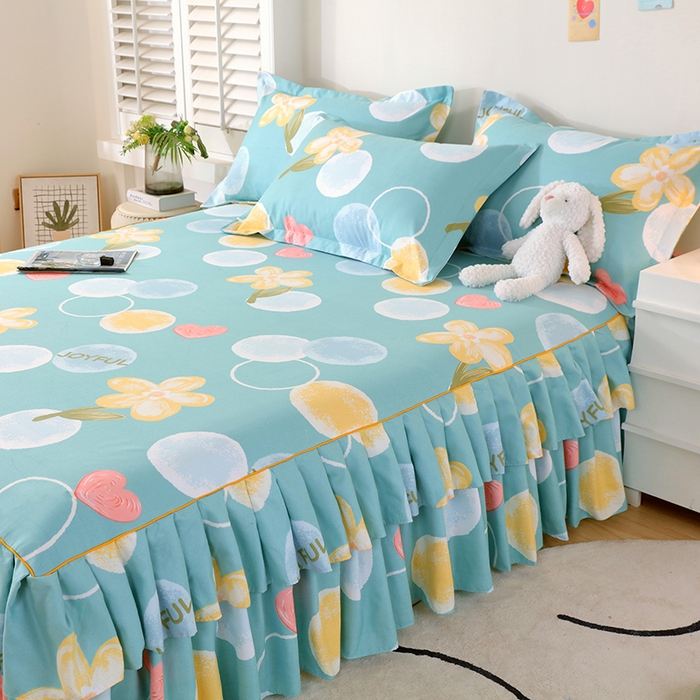 91家纺网 家纺一手货源 找家纺 艾橙 2024新款140克植物羊绒双边单床裙 浅浅微光