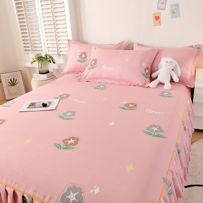 91家纺网 家纺一手货源 找家纺 艾橙 2024新款140克植物羊绒双边单床裙 恋爱笔记