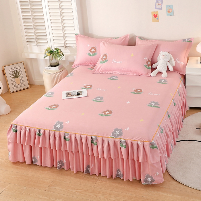 91家纺网 家纺一手货源 找家纺 艾橙 2024新款140克植物羊绒双边单床裙 恋爱笔记