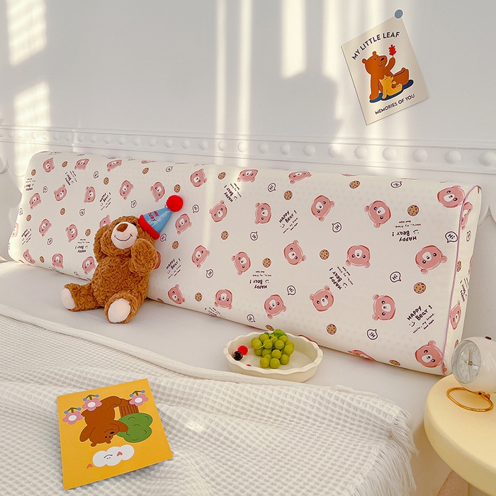 91家纺网 家纺一手货源 找家纺 良佐生活 2024新款全棉贡缎双人乳胶枕枕套 饼干熊粉