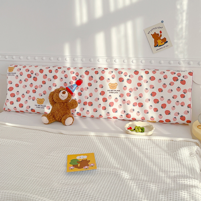 91家纺网 家纺一手货源 找家纺 良佐生活 2024新款全棉贡缎双人乳胶枕枕套 草莓满满