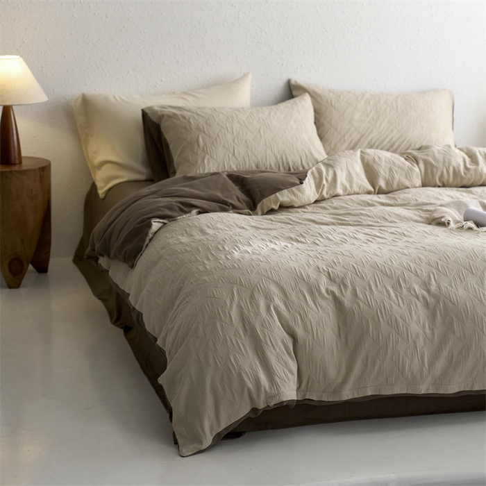 91家纺网 家纺一手货源 找家纺 梦享生活家居 2024新款提花四件套-侘寂风-布洛克米咖