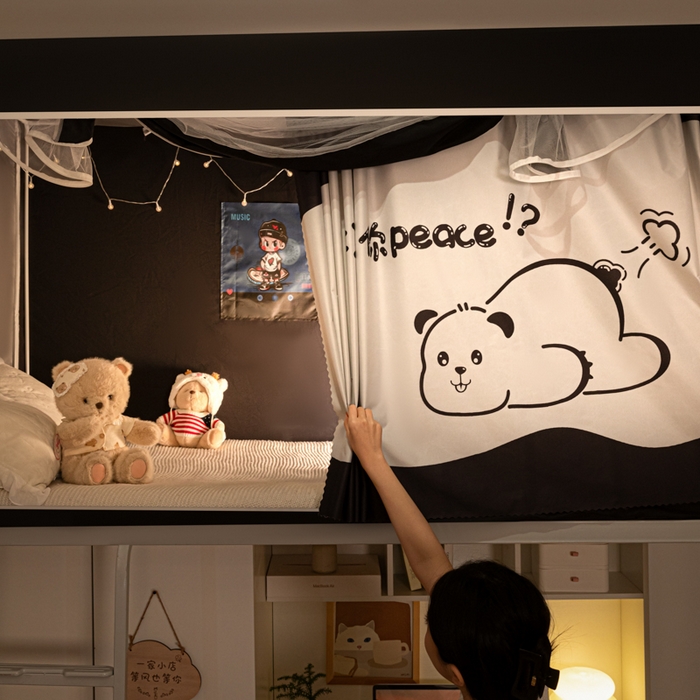 91家纺网 家纺一手货源 找家纺 博诺 2024新款99%全涂层遮光卡通学生蚊帐 关你屁事