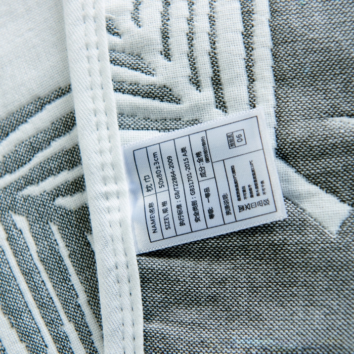 91家纺网 家纺一手货源 找家纺 朴尔2024新款六层纱布全棉循环小花型枕巾50*80cm一对 羽魅深灰枕巾