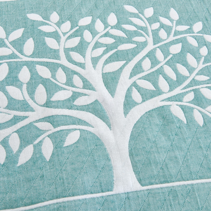 91家纺网 家纺一手货源 找家纺 朴尔家纺 2024新款混纺三层纱布枕巾 幸运树-深绿 52*78/对