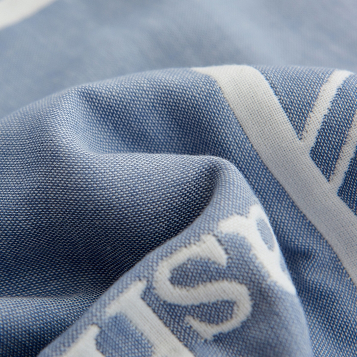 91家纺网 家纺一手货源 找家纺 朴尔2024新款六层纱布全棉循环小花型枕巾50*80cm一对 简约兰