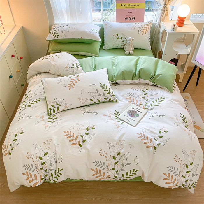 91家纺网 家纺一手货源 找家纺 798家纺 2025新款全棉13070印花四件套 绿意