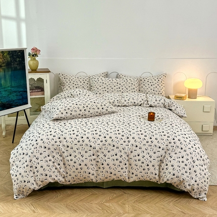 爱思佳 2024新款A类母婴全棉双层纱印花四件套直播热卖系列-系列一 熊猫胖达