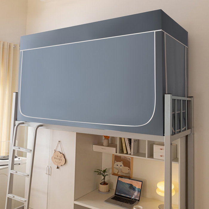 91家纺网 家纺一手货源 找家纺 博诺 2024新款99%全涂层遮光卡通学生蚊帐 雾霾蓝