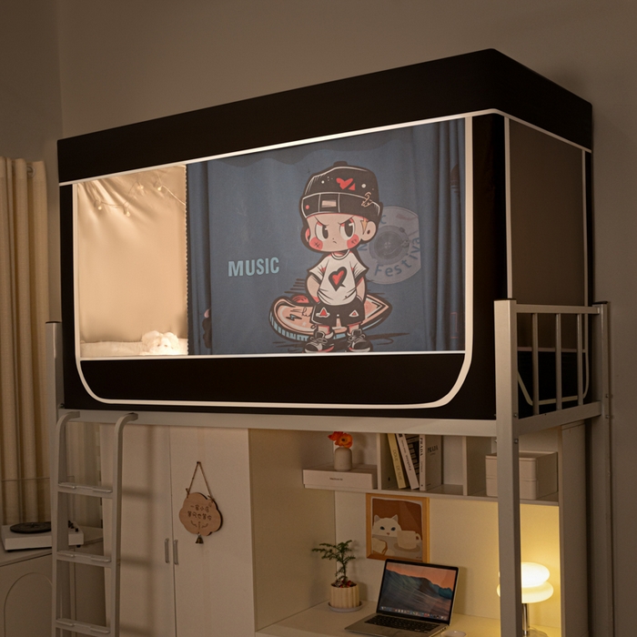 91家纺网 家纺一手货源 找家纺 博诺 2024新款99%全涂层遮光卡通学生蚊帐 时尚男孩