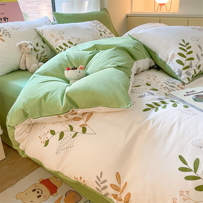 91家纺网 家纺一手货源 找家纺 798家纺 2025新款全棉13070印花四件套 绿意