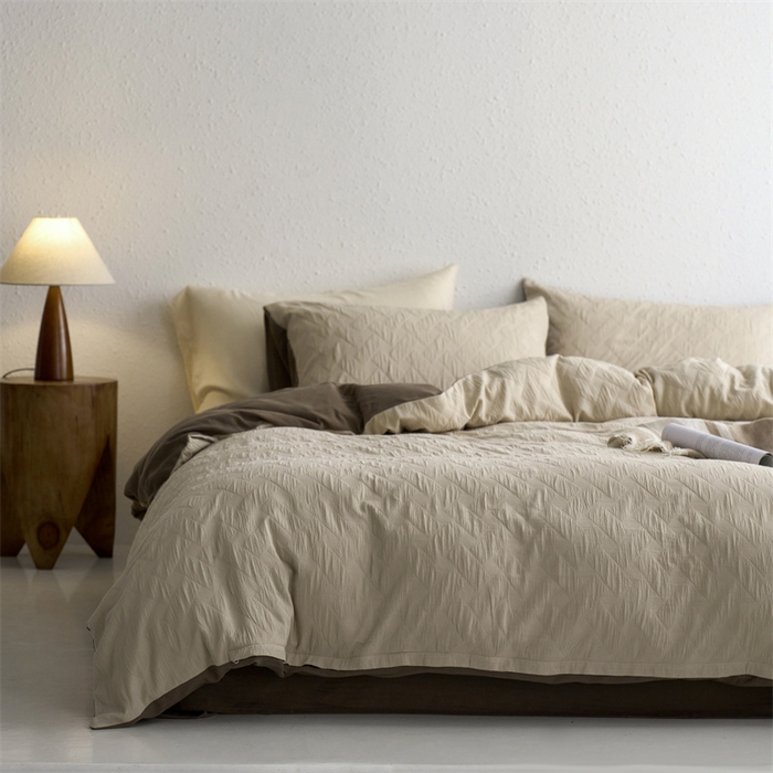 91家纺网 家纺一手货源 找家纺 梦享生活家居 2024新款提花四件套-侘寂风-布洛克米咖