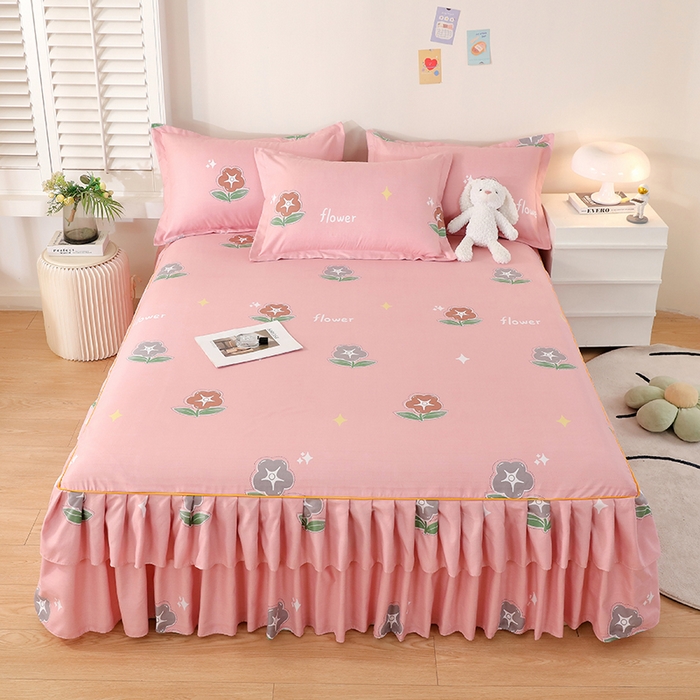 91家纺网 家纺一手货源 找家纺 艾橙 2024新款140克植物羊绒双边单床裙 恋爱笔记